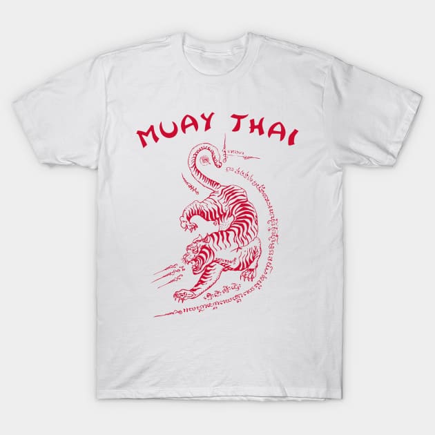 Muay Thai Tiger Sak Yant Tattoo Kickboxing Thailand T-Shirt by VintCam